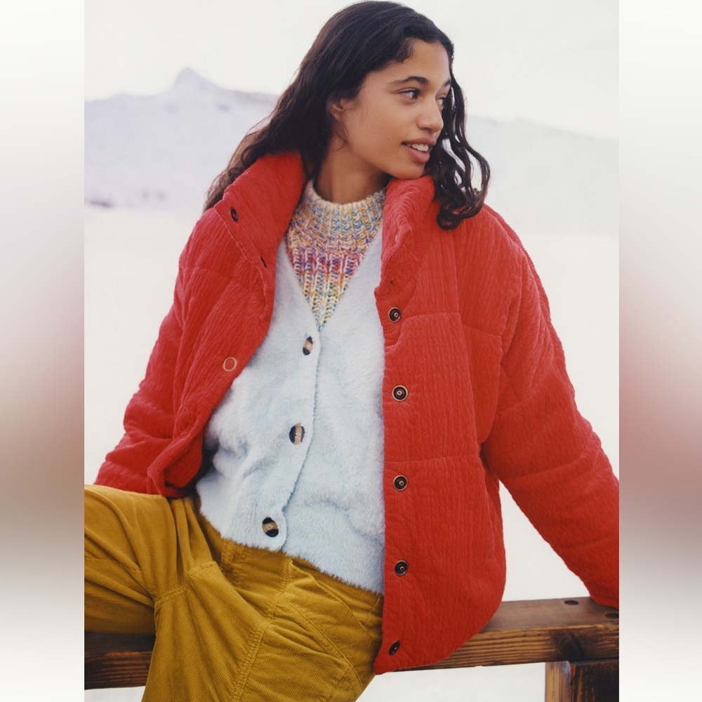 NWT Anthropologie Maeve Red Corduroy Puffer